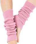 H HOME-MART Women Fancy Stylish Acrylic Leg Warmers,Fashion Luxurious Ladies Dance Plain Ribbed Leg Warmer Neon Leg warmers (Pink)