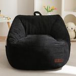 MAXYOYO Kids Bean Bag Chair, Bean Bag Couch with Handle, Comfy Toddler Chair for Boys and Girls, Accent Sofa with Pocket for Gaming Reading Relaxing, Black
