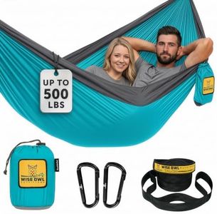 Wise Owl Outfitters Camping Hammock - Portable Hammock Double Hammock Camping up to 500lbs, Accessories for Outdoor, Indoor w/Tree Straps, Double Blue & Grey