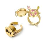 BFF Rings for 1 2 3 4 5 Girls, Best Friend Forever BFF Rings, Best Friend Rings Anime Aesthetic Spinninng Adjustable Ring for Teens Couple Women BFF Jewelry Gifts, Metal, 2-prong-setting