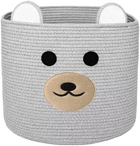 Bear Laundry Baskets Laundry Hamper Storage Baskets with Handles,Decorative Basket for Living room,Woven Storage Basket for Toys Bin Pillows Blankets Clothes (Grey)
