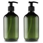 Alledomain 2PCS 500ml/17oz Empty Refillable Plastic Lotion Pump Bottles, Shampoo Body Washing Cream Shower Gel Storage Holder Container Toiletries Liquid Dispenser (Green)