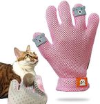 FURBB Pet Grooming Glove - Cat Dog Gentle Deshedding Brush Glove - Efficient Pet Hair Remover Massage Mitt - Enhanced Five Finger Design Perfect for Long Short Fur, Right Hand (Pink) Pet Bathing