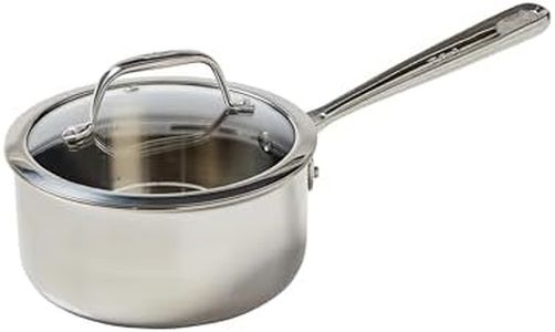 T-fal Pro Tri-Ply Stainless Steel Sauce Pan with Lid 2 Quart, Induction Compatible, Oven Safe 500F, Lid 350F, Multipurpose, Fast & Even Heat, Professional Quality & Durability, Dishwasher Safe, Silver