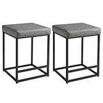 Yaheetech Counter Height Bar Stools Set of 2 Modern Upholstered Barstools 60cm Tall Bar Stools Kitchen Stools with Metal Frame, Grey