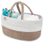 a baby cherry Cotton-Diaper Baby Products Caddy|Baby Bags For Newborn|Diaper Caddy Bag Organizer Large Capacity(40 * 28 * 20Cm)|Nursery Storage Bin And Car Organizer For Diapers And Baby Wipes(Brown)