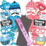 Wobbox Baby Shower Decoration Items| Baby Shower Photo Booth Props for Photoshoot, Mom to Be Satin Sash Daddy to Be Decoration, Godh Bharai Decoration Kit-(FP428)