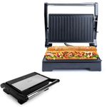 Milton Premium 800 Watt 180° Electric Grill Sandwich Maker | Auto Cut-Off | Cool Stainless steel Uni Touch Body | Non-Stick | Non Toxic BPA, PTFE Free | 1 Year Warranty - Griller + Wooden Tongs