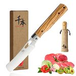 SENBON 440A stainless steel Ultra sharp pocket foldable Japanese Chef's knife peeling utility knife Natural Olive Handle Camping trip Outdoor Portable kitchen knife