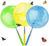 USATDD Kids Telescopic Butterfly Fishing Nets Great for Catching Insects Bugs Fish Caterpillar Ladybird Nets Outdoor Tools Colorful Extendable 34" Inch (3PCS)