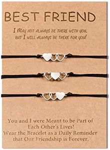 SUNSH 3 pezzi Best Friends Bracciale Regalo di San Valentino Amicizia BFF Bestie Coppia Distanza Abbinabile Relazione regolabile Braccialetti Regali per lui La sua fidanzata Fidanzato