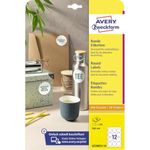 AVERY Zweckform 6226REV-10 Round Labels (120 Adhesive Dots, Diameter 60 mm on A4, Round Stickers for Printing, Removable Without Residue/Removable, Self-Adhesive Jam Labels), 10 Sheets, White