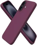 ORNARTO Compatible with iPhone 16 Case 6.1", Slim Liquid Silicone 3 Layers Full Covered Soft Gel Rubber Shockproof Phone Case, Protective Cover with Anti-Scratch Microfiber Lining-Wine Red