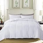 WhatsBedding White Twin Down Alternative Quilted Comforter - All Season Lightweight Duvet Insert or Stand-Alone Comforter with Corner Tabs - 64×88 Inch