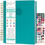 GoGirl Budget Planner & Monthly Bill Organizer – Monthly Financial Book with Pockets. Expense Tracker Notebook Journal to Control Your Money, A4-Sized Spiral-Bound Hardcover, Lasts 1 Year – Turquoise