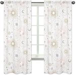 Sweet Jojo Designs Blush Pink, Gold, Grey and White Star and Moon Window Treatment Panels Curtains for Celestial Collection Set of 2