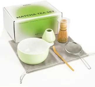 Joiish 5-PC Matcha Kit Set, Matcha Whisk with Holder, Ceramic Matcha Bowl with Spout, Japanese Tea Making Tools, Complete Matcha Gift Set