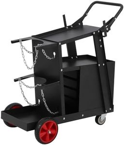 GarveeTech Welding Cart, 2 Tier Welder Cart with 4 Drawers, Heavy Duty Rolling Welding Cart with Tank Chains, 360° Swivel Wheels, 450lbs Static Weight Capacity for MIG TIG Welder Plasma Cutter