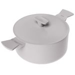 Ember Cookware Arcilla Ceramic Non Stick Dutch Oven 24cm | Metallic lid | Matching Handles | 1x Spatula | Non Toxic Biryani Pot | Induction Safe| PFAS & PTFE Free | Florence Series | Grey