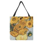 Signare Tapestry Foldable Tote Bag Reusable Shopping Bag Grocery Bag inspired by Vincent van Gogh, Sunflower (GUSS-ART-VG-SUNF), Sunflower, One Size