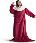 Bedsure Wearable Blanket with Sleeves and Pocket - Warm Throw Blanket with Arms TV Wrap Blanket Robe as Gifts for Women Men, Burgundy