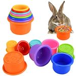 CooShou Colorful Multi-Sized Stackable Cup Toys for Bunny Rabbit Rainbow Nesting Toys for Small Animals Foraging Playing