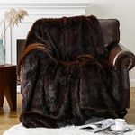 BATTILO HOME Luxury Chocolate Brown Faux Fur Throw Blanket 150x200cm, Fluffy Large Blanket for Bed, Comfy Shaggy Cozy Plush Fuzzy Fur Blanket for Sofa Couch Living Room Home Decor