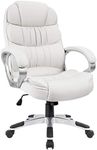 Homall Office Chair High Back Computer Desk Chair, PU Leather Adjustable Height Modern Executive Swivel Task with Padded Armrests and Lumbar Support (White)