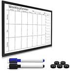 Navaris Magnetic Weekly Planner Whiteboard - Dry Wipe White Board Calendar with 7-Day Week Plan for Wall - Includes 2 Pens and 5 Magnets - 40 x 60 cm