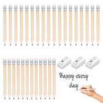 Mini Pencils,30PCS Small Pencils,Golf Pencils with Rubbers,Chunky Pencils for Toddler,HB Small Pencil with 3 Pencil Sharpeners,Small Golf Pencils for Kid School Office Classroom Bridal Wedding(Wooden)