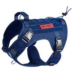 OneTigris Tactical Dog Harness,FIRE Watcher 2.0 No-Pull Dog Harness Vest with Hook & Loop Panels, Military Dog Harness Adjustable Dog Vest for Walking Hiking Training(Blue, L)