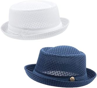 ZffXH Summer Pork Pie Hat, 2pcs Bowler Hats Porkpie Hats for Men Cool Cooling Beach Party Cap Boater Porkpie Breaking Bad Hat Costume Straw