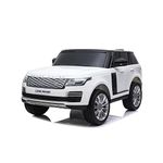 24V Range Rover HSE 2 Seater Ride on Car with LED Lights, Leather Seats and Parental Remote Control (White)