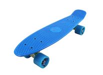 Vinsani Retro Cruiser Plastic Skateboard 22" X 6" Blue Deck with Blue Solid Coloured Wheels