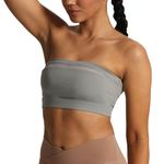 Aoxjox Women's Workout Strapless Bandeau Bra Mesh Sports Bras Training Fitness Running Yoga Crop Tank Top, Grey, Large