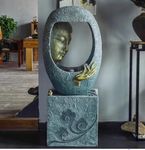 EXPLEASIA Buddha face Shower Water Fountain with Stand for Home, Office, Indoor Water Fountain Big Size, Water Fountain for Garden, Water Fountain for Home vastu(Blue)