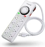 Fosmon Power Strip with Timer, 8 Outlet Surge Protector with Timer, (4 Outlets Timed, 4 Outlets Always On), Programmable Indoor Light Timer for Reptile Cage, Aquarium, Grow Light, Fish Tank, Fan, Lamp