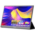 VOUDWY Portable Monitor, 15.6 Inch External Monitor, 1080 Full HD IPS Screen, Gaming Monitor with Type-C, Mini HDMI and Built-in Speakers for Laptop, Mac, Xbox, PS4, with Cover