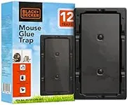 BLACK+DECKER Mouse Traps for Indoor Use, for in The Home- Sticky Mouse Trap for Insects, Mice, Small Rats, Flies, Cockroaches and Other Bugs, 12 Pack Odorless Pest Removal