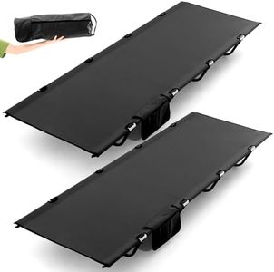 Suzile 2 Pack Backpacking Cot Lightweight Compact Cots for Camping Supports 330 Lbs Portable Camping Cots for Adults with Carry Bag Easy Assemble Military Foldable Cot for Sleeping Travel, Black