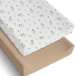 Mi Flor 2 Pack Muslin Changing Pad Cover – Ultra Soft CPC Certified Baby Changing Table Cover with Elastic Corners, 360° Fit, Lightweight, Breathable, Fits Most Changing Pads