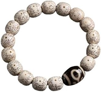 Natural Star Moon Bodhi Bracelet for Women White Star Moon Carved Bead Bracelet Anxiety Relief Energy Yoga Meditatioon Healing Good Luck Wealth Buddha Bead Bracelets Birthday Gift(Bodhi 6)