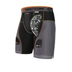 Shockdoctor Men's Aircore Hard Cup Ultra Powerstride Hockey Shorts, Black/Grey, Small