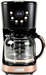 Haden Coffee Machine, 12 Cup Programmable Drip Coffee Maker with Auto Shut-Off Function and Reusable Washable Water Filter, Black & Copper