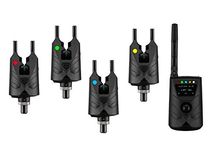 New Direction Tackle S9 4 Rod Bite Alarm Set | Carp Fishing | Radio Mode | Smart Link | App Control | Receiver with Display | Rechargeable via USB