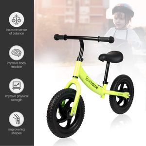 12" Kids Balance Bike – Carbon Steel Frame, No Pedals, Green, Ages 2-6