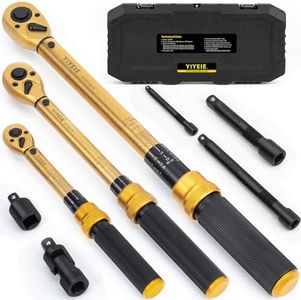 1/4 3/8 1/2-inch Drive Click Torque Wrench, 8Pcs Torque Wrench Set 10-220in.lb, 10-45ft.lb, 10-160ft.lb with Adapters, ±3% Accuracy, 72-Tooth Dual Scale Torque Wrenches for Bike, Moto, Car Repair