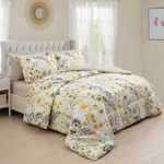 Marina Decoration Ultra Soft Luxury Fluffy Goose Down Alternative Bed in a Bag Rich Printed 7 Piece Comforter Set Includes 4 Piece Sheet Set, Modern Hydrangea Floral Pattern King Size