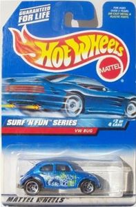 Mattel Hot Wheels 1999 1:64 Scale Surf N Fun Series Blue VW Bug Die Cast Car 2/4