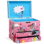 Jewelkeeper Girl Power Superhero Musical Jewelry Box with 2 Pullout Drawers, Fur Elise Tune, songmics jewelry box